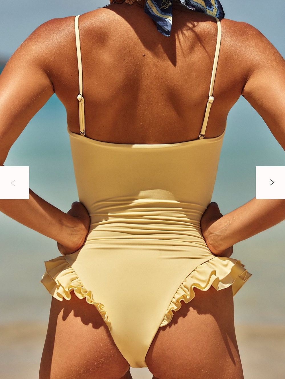 Free People Strapless One-Piece Swimsuit in Pale Yellow - Picture 4 of 4